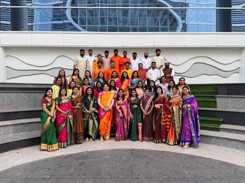 The dynamisch family posing together during shivaji jayanti